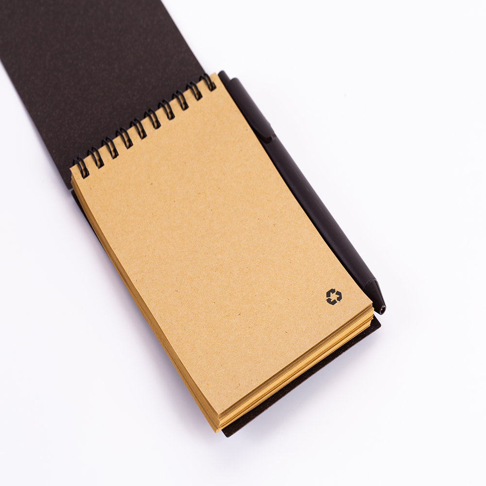 Bloco de Anotações 14 x 9 cm com Capa de Grãos de Café e Caneta Personalizado