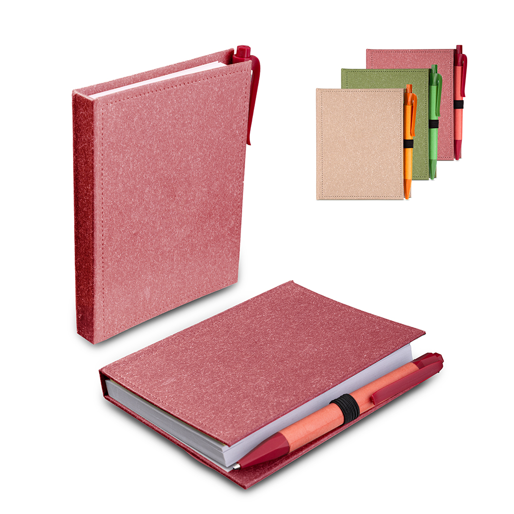 Bloco de Anotações em Papelão Reciclado com Sticky Notes e Caneta Personalizado