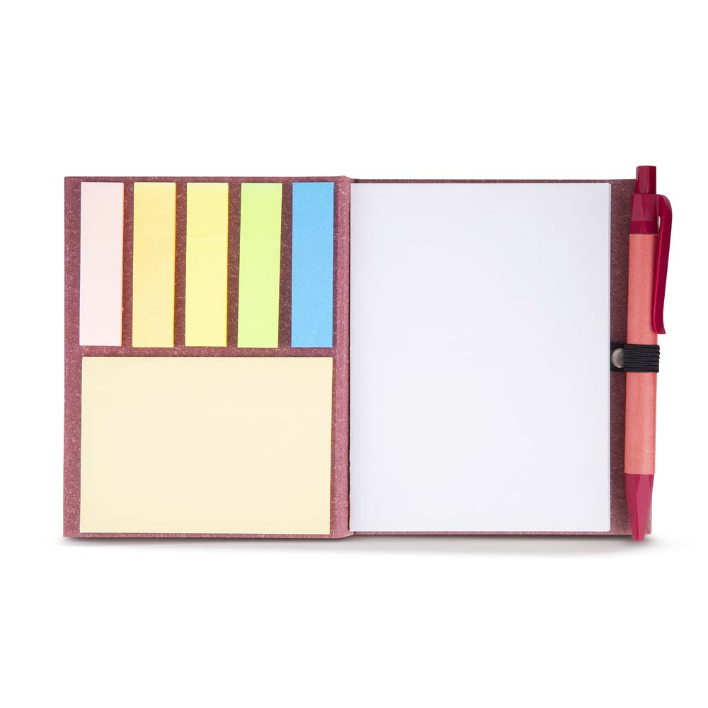Bloco de Anotações em Papelão Reciclado com Sticky Notes e Caneta Personalizado