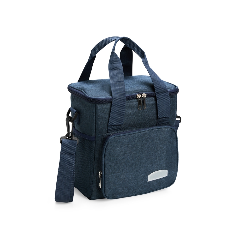 Bolsa térmica Personalizada 11 litros em Oxford resistente à água com alça transversal, bolsos externos e fechamento em zíper
