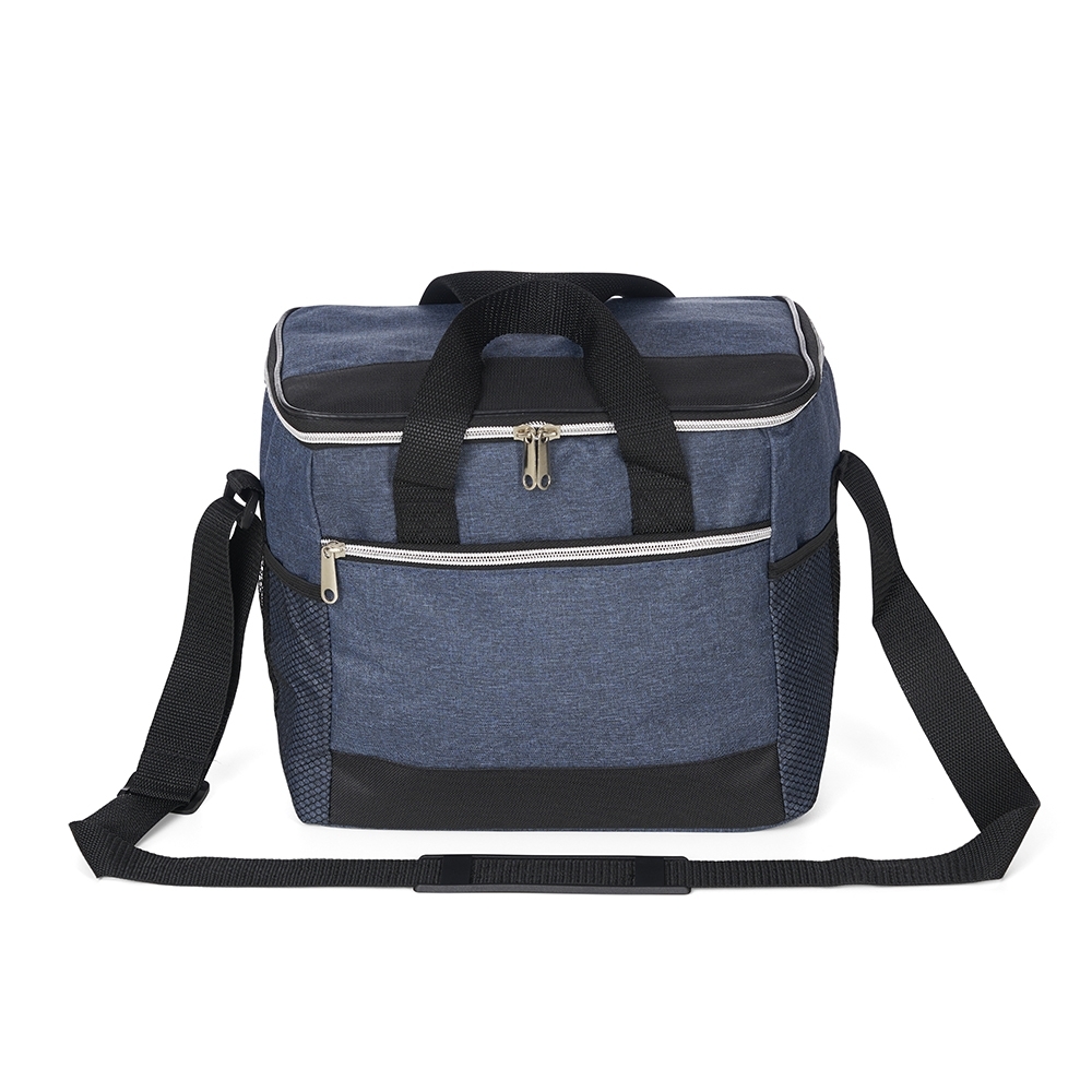 Bolsa térmica Personalizada 15 litros em poliéster resistente à água com revestimento antivazamento em PEVA e alça transversal com apoio para ombro