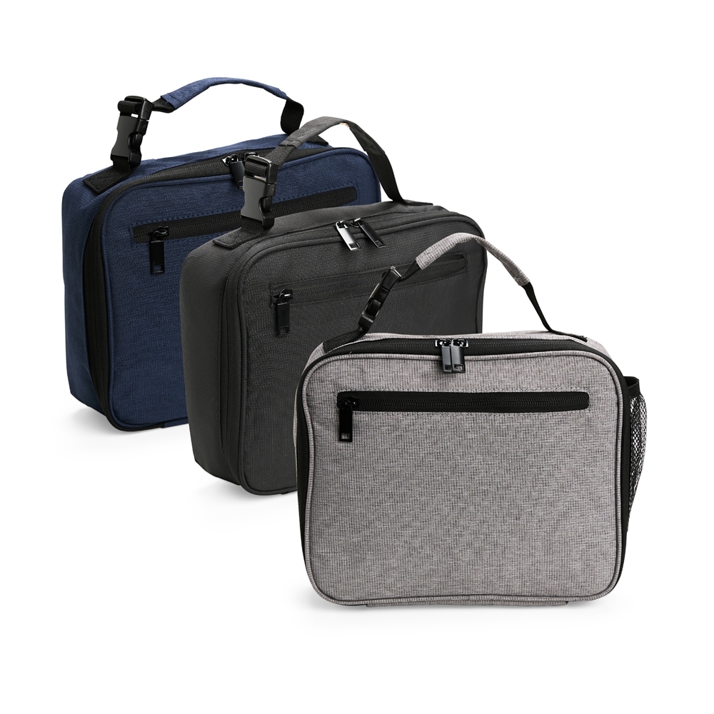 Bolsa térmica Personalizada 6 litros em poliéster impermeável com revestimento em PEVA e bolsos organizadores