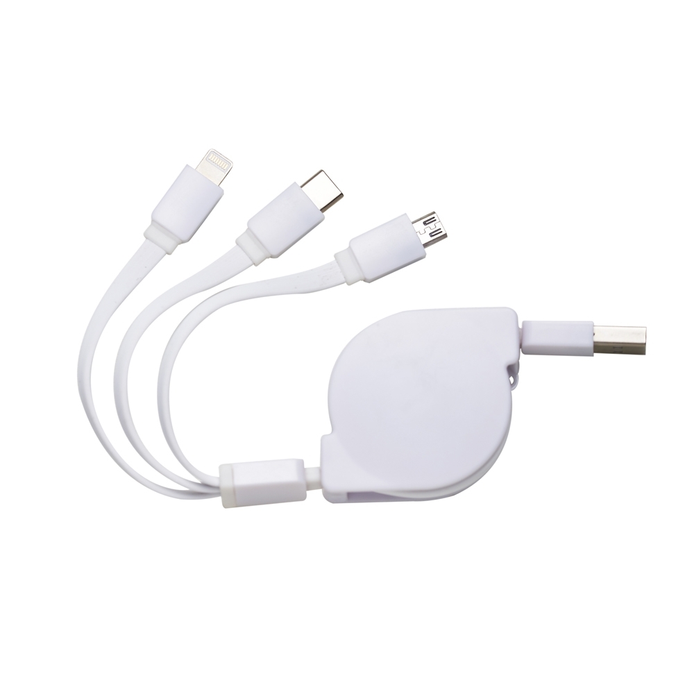 Carregador 3 em 1 com Entradas Lightning, V8 e Tipo-C Personalizado