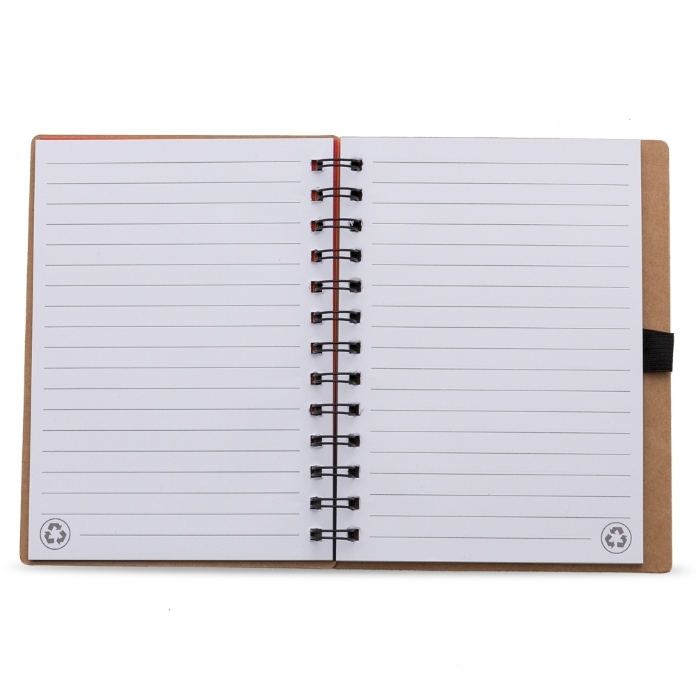 Caderno Ecológico Personalizado com Folhas Pautadas e Elástico para Caneta