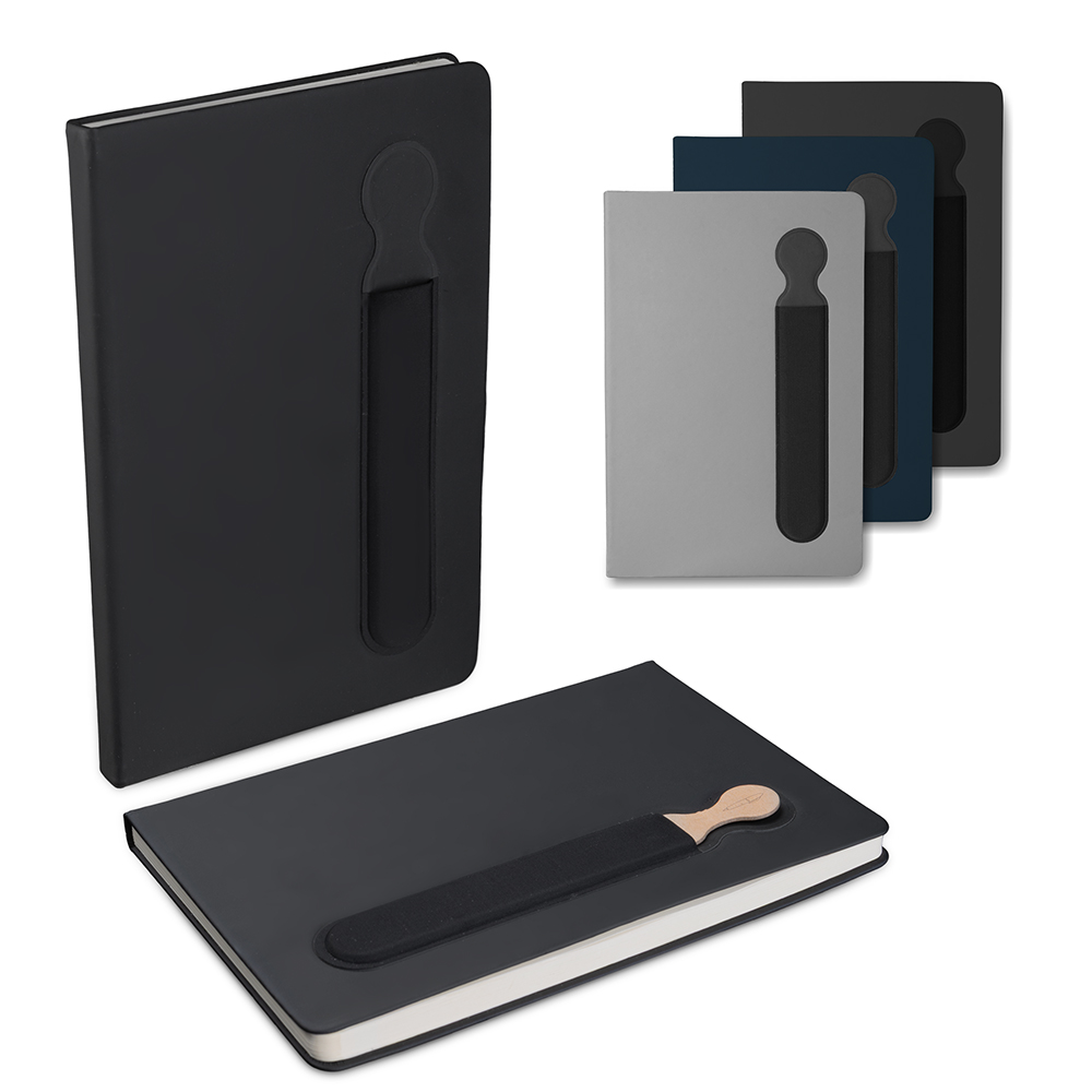 Caderno Personalizado em PU com Suporte para Caneta