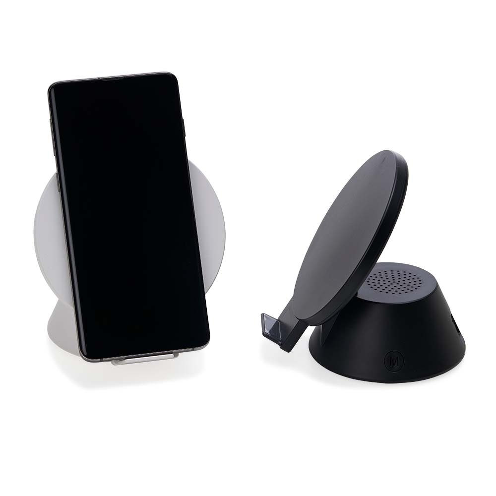 Caixa de Som Multifunções Personalizada com Bluetooth e Carregamento por Indução