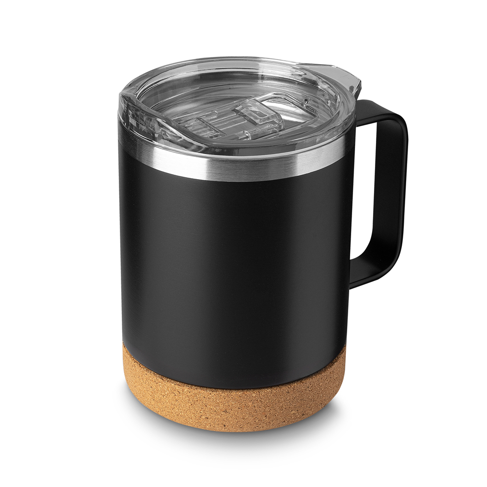 Caneca Térmica em Aço Inox 350 ml com Base em Cortiça Personalizada