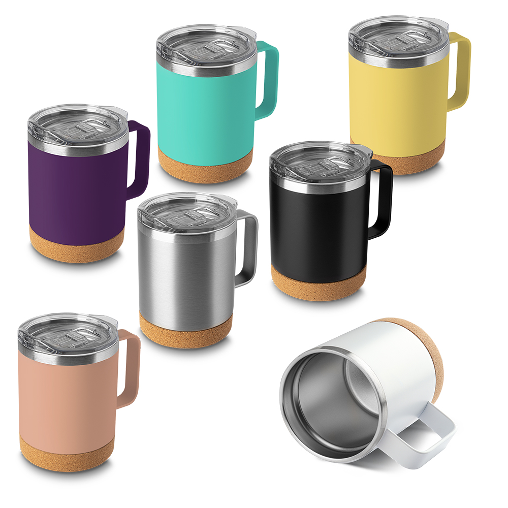 Caneca Térmica em Aço Inox 350 ml com Base em Cortiça Personalizada