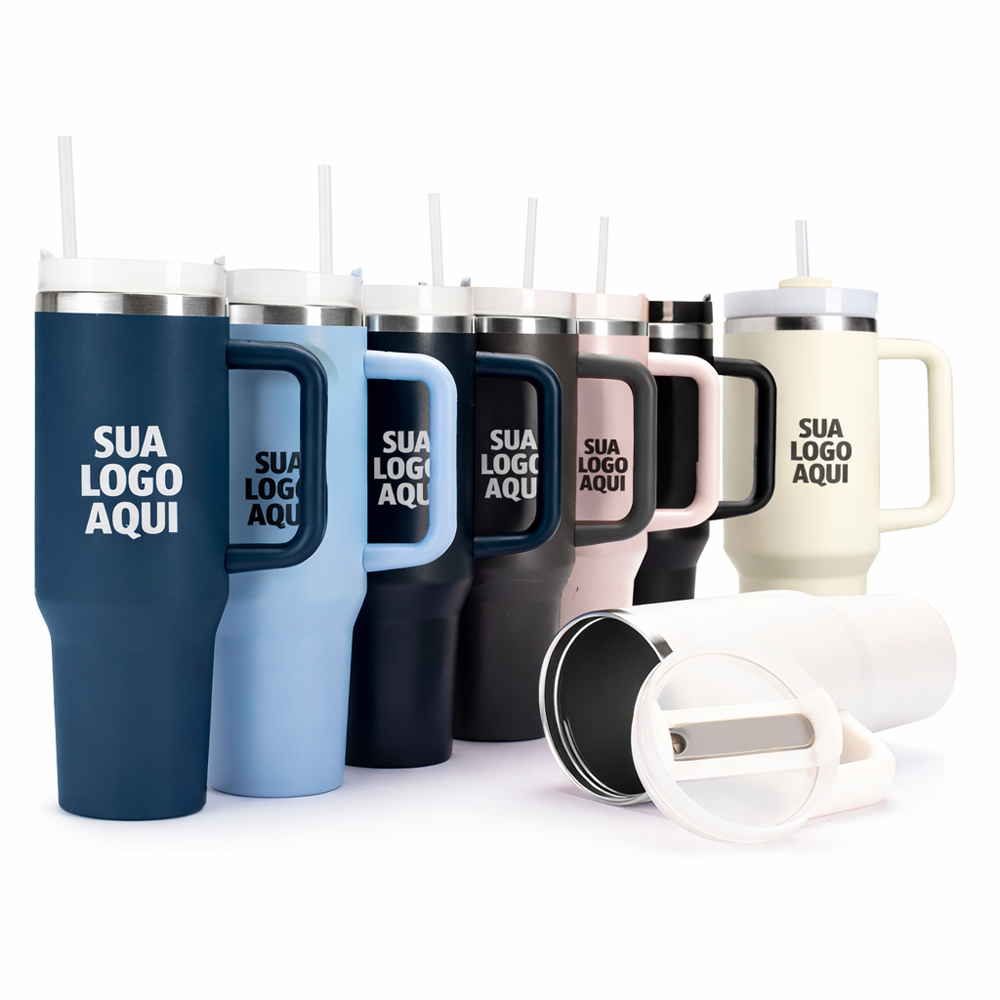 Caneca Térmica em Inox 1,2L com Canudo Personalizada
