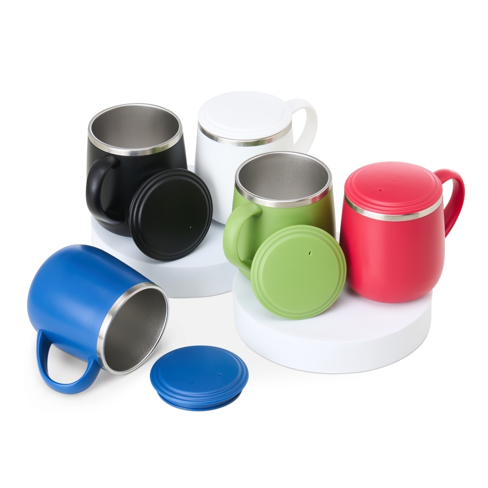 Caneca Plástica 370ml com Parede Dupla em Inox Personalizada