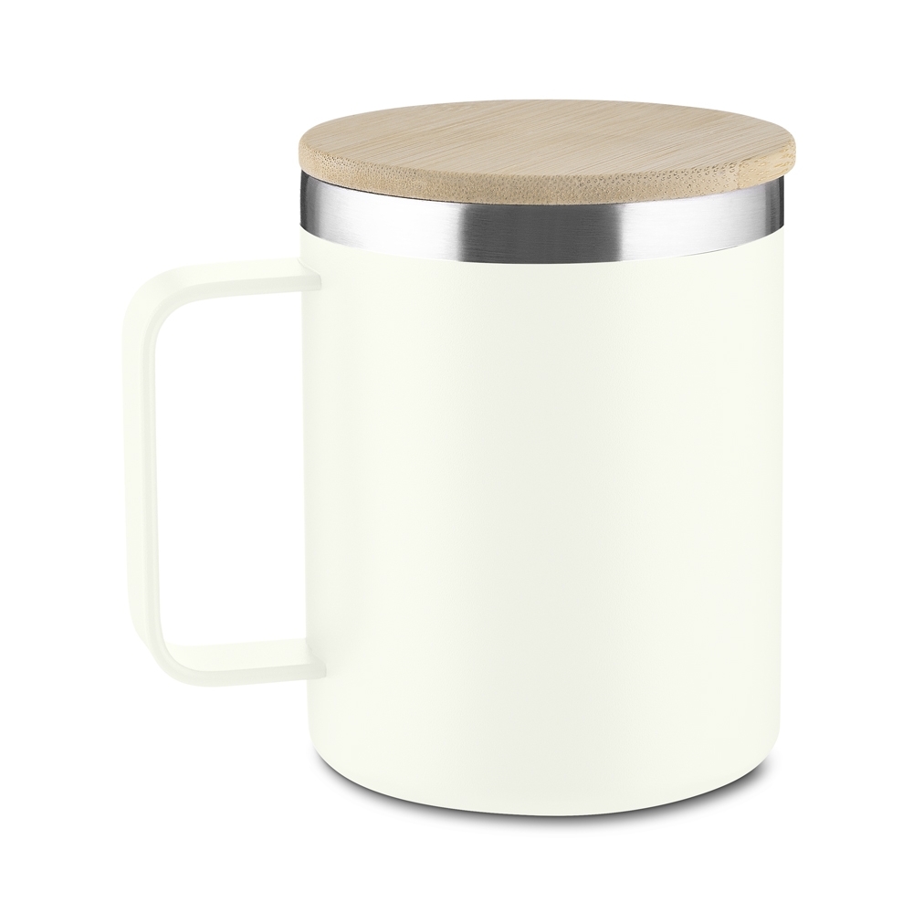 Caneca Térmica Inox 350ml com Tampa de Bambu Personalizada