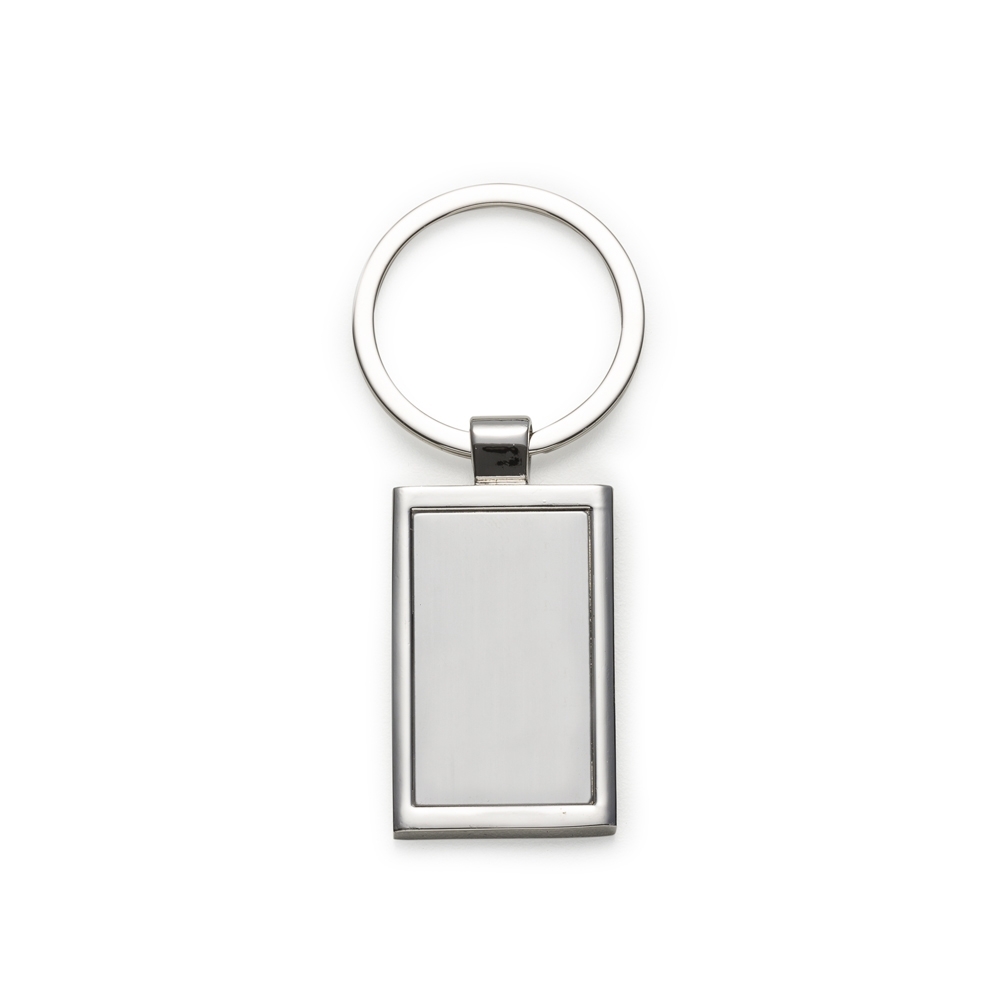 Chaveiro de Metal Retangular com Chapa Central e Verso Liso