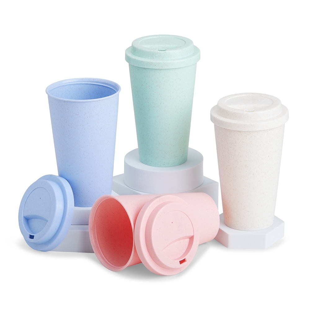 Copo em Fibra de Bambu 450 ml com Tampa Personalizado