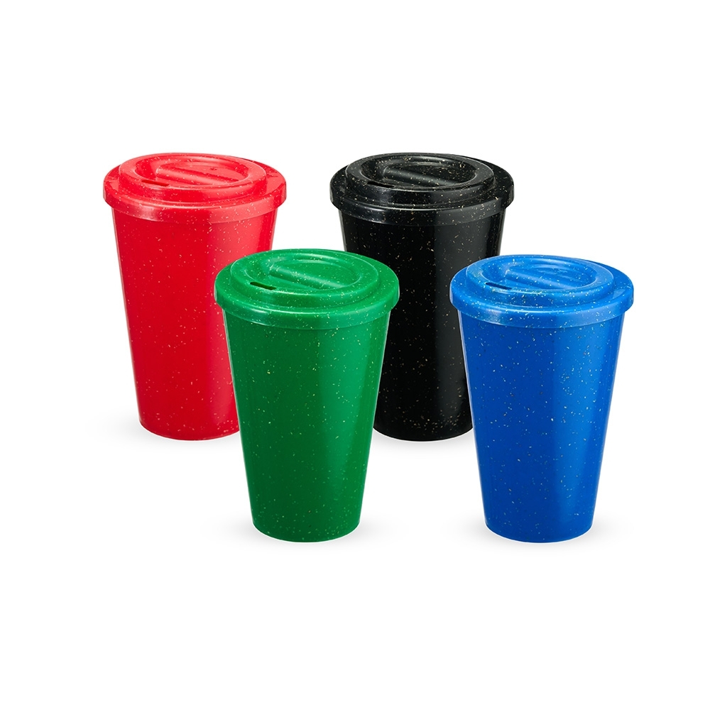 Copo em Fibra de Madeira 450 ml com Tampa Personalizado