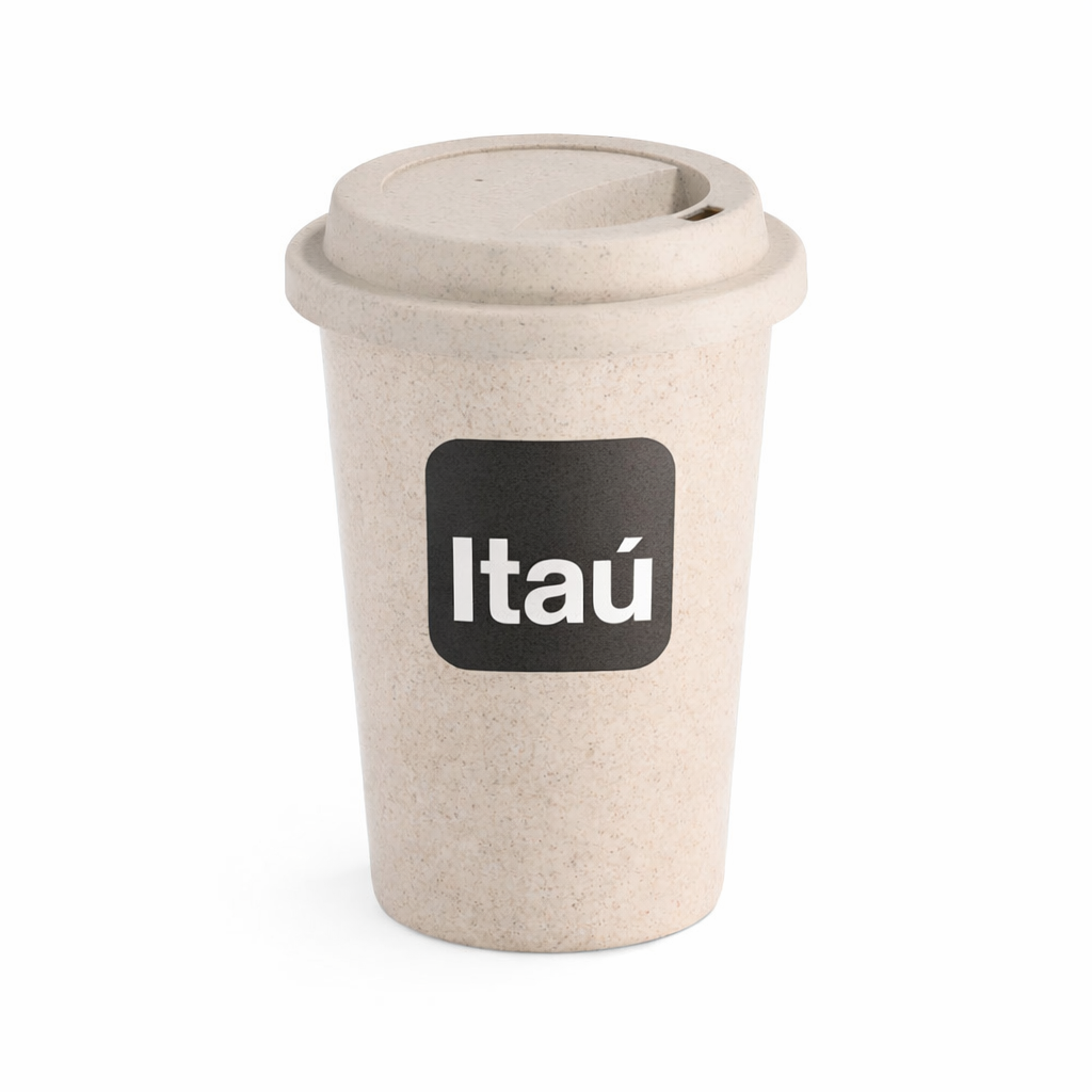 Copo para Viagem 450ml em Fibra de Bambu Personalizado com Tampa