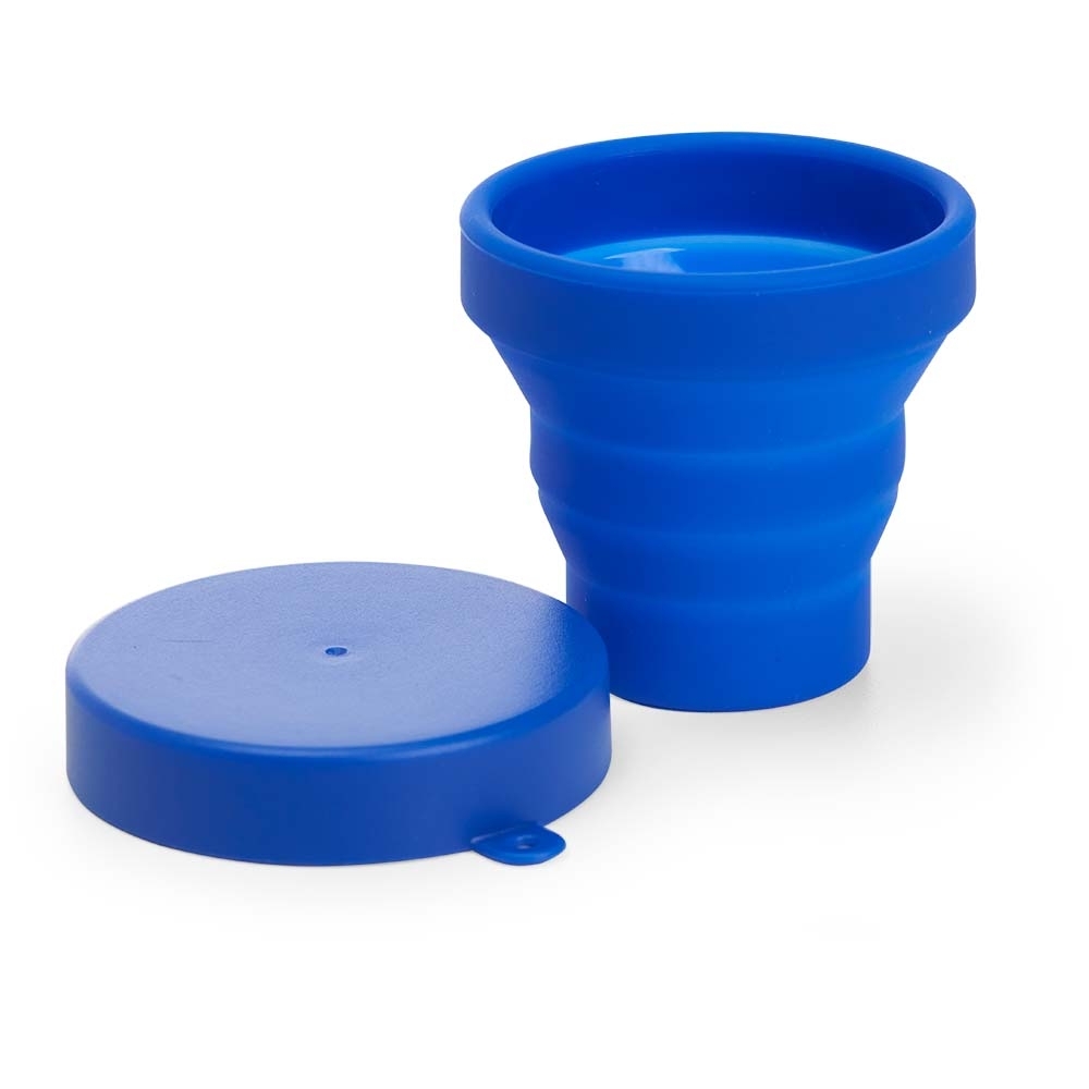 Copo Retrátil 150ml em Silicone Personalizado com Tampa e Chaveiro