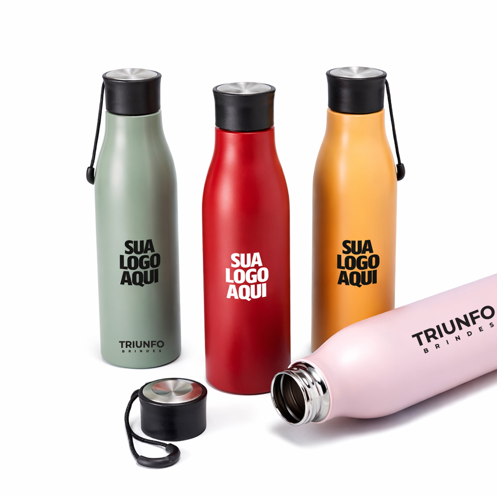 Garrafa Inox 800ml Personalizada Colorida com Alça