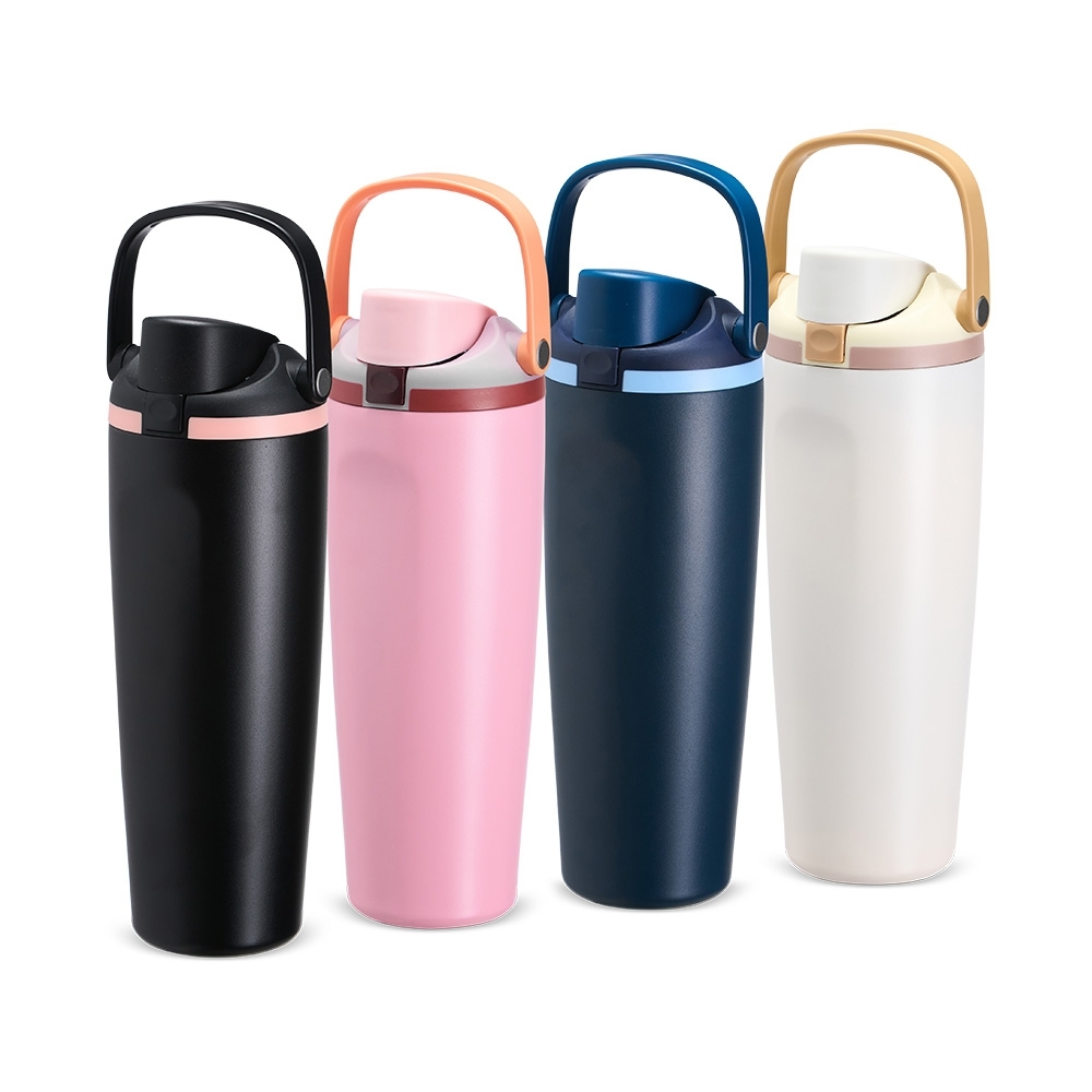 Garrafa Térmica Inox 850ml Personalizada com Botão e Canudo