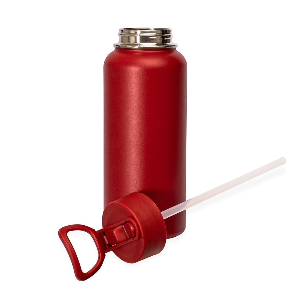 Garrafa Térmica Inox 900ml Personalizada com Canudo e Bico Flip