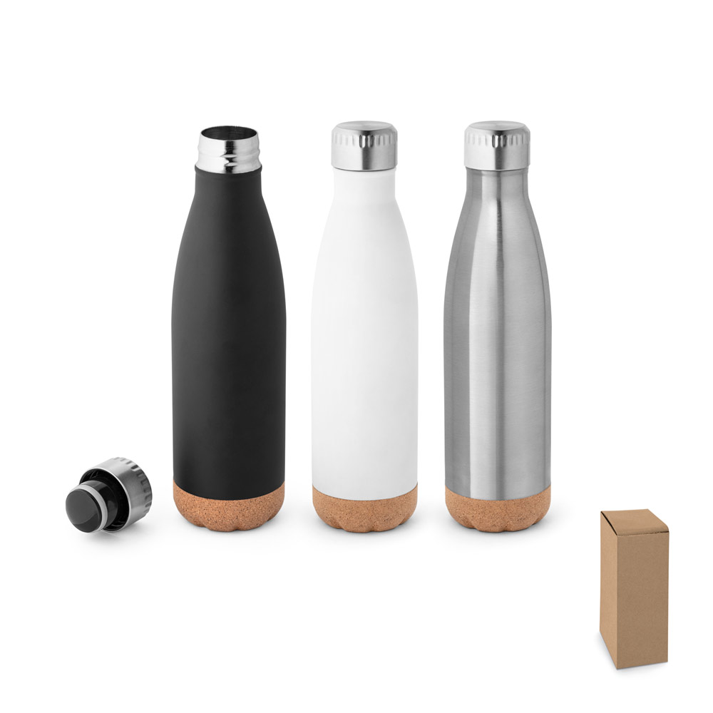 Garrafa Térmica em Aço Inox 560ml com Base em Cortiça Personalizada