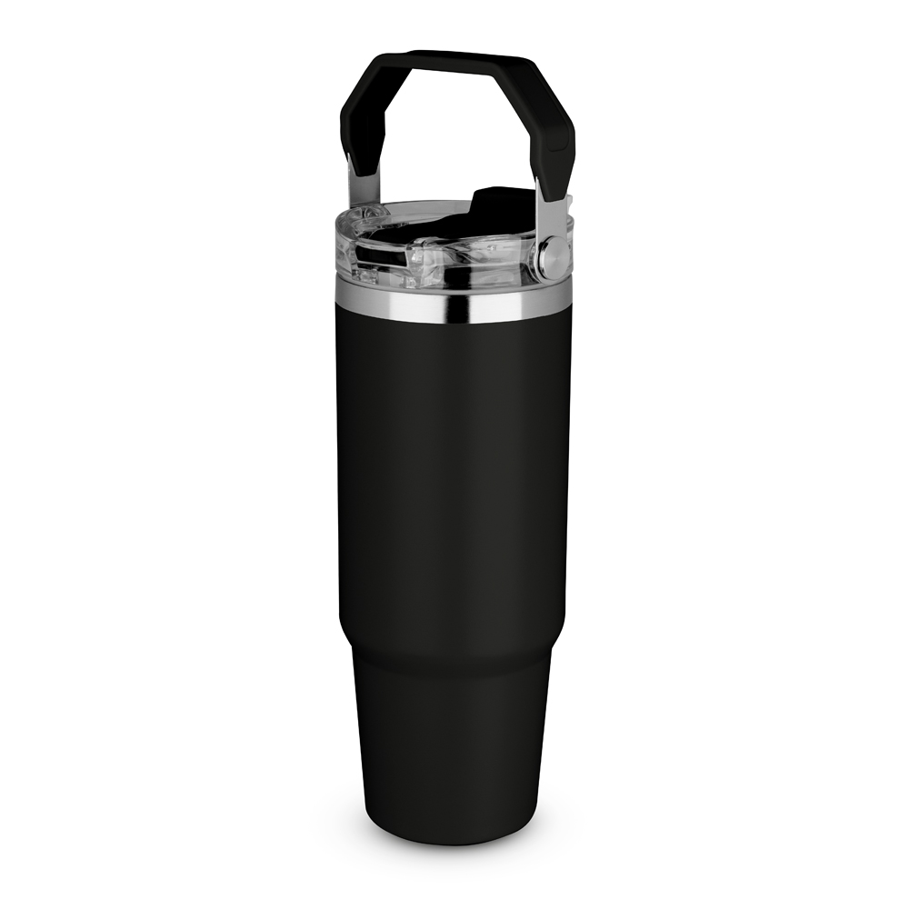 Garrafa térmica em aço inox com parede dupla isolada a vácuo,