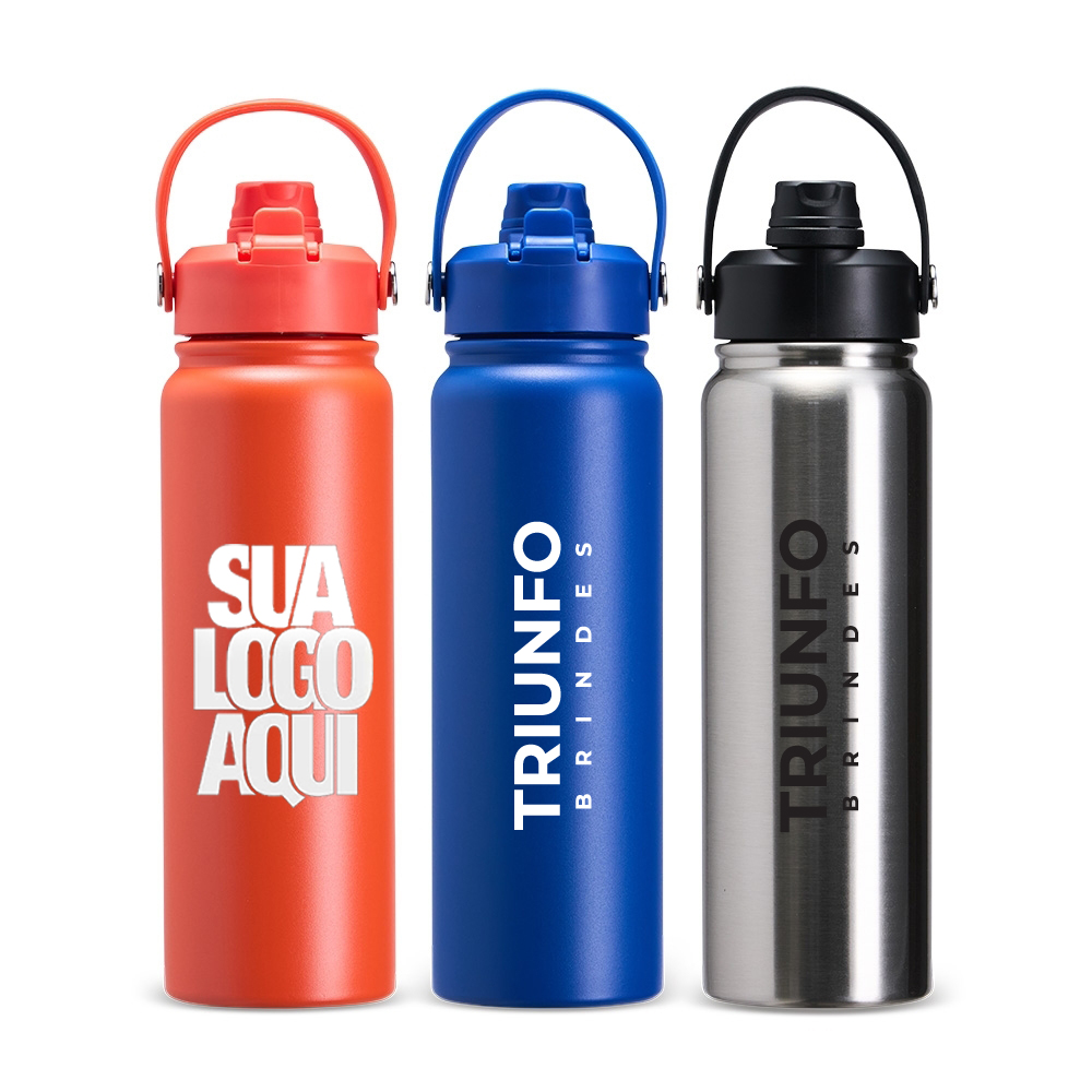 Garrafa Térmica  Personalizada em Inox 304 800ml  com Canudo e Alça