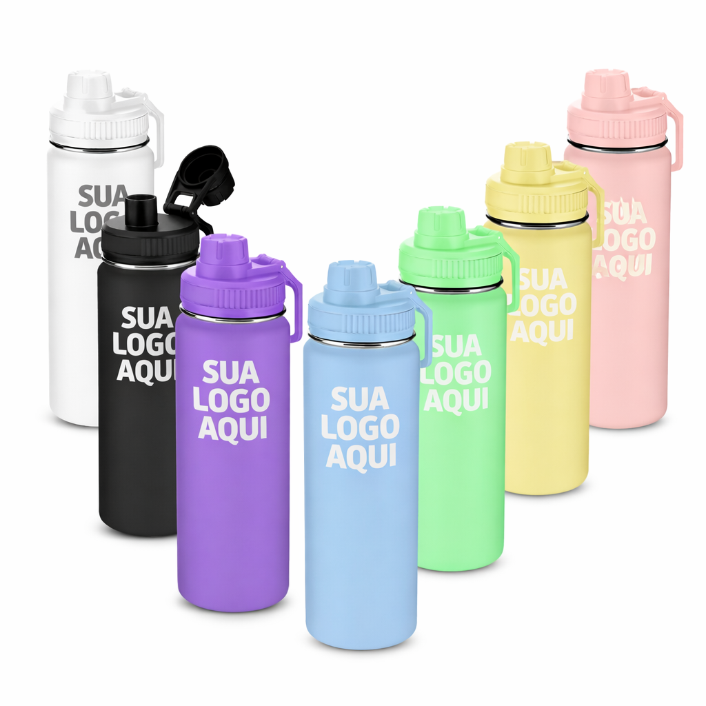 Garrafa Térmica Personalizada  em Inox 570 ml com Alça