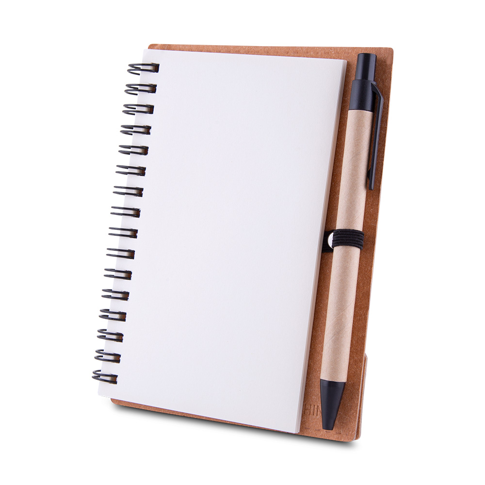 Kit Caderno com Sticky Notes e Caneta Ecológica Personalizado