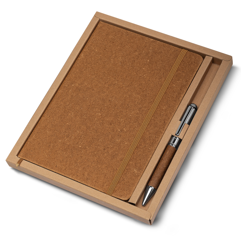 Kit Caderno e Caneta Personalizado com Material Reciclável e Embalagem Presenteável