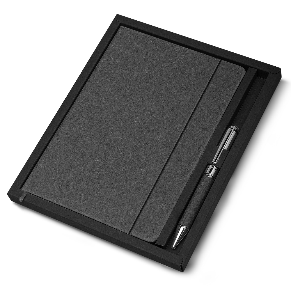 Kit Caderno e Caneta Personalizado com Material Reciclável e Embalagem Presenteável