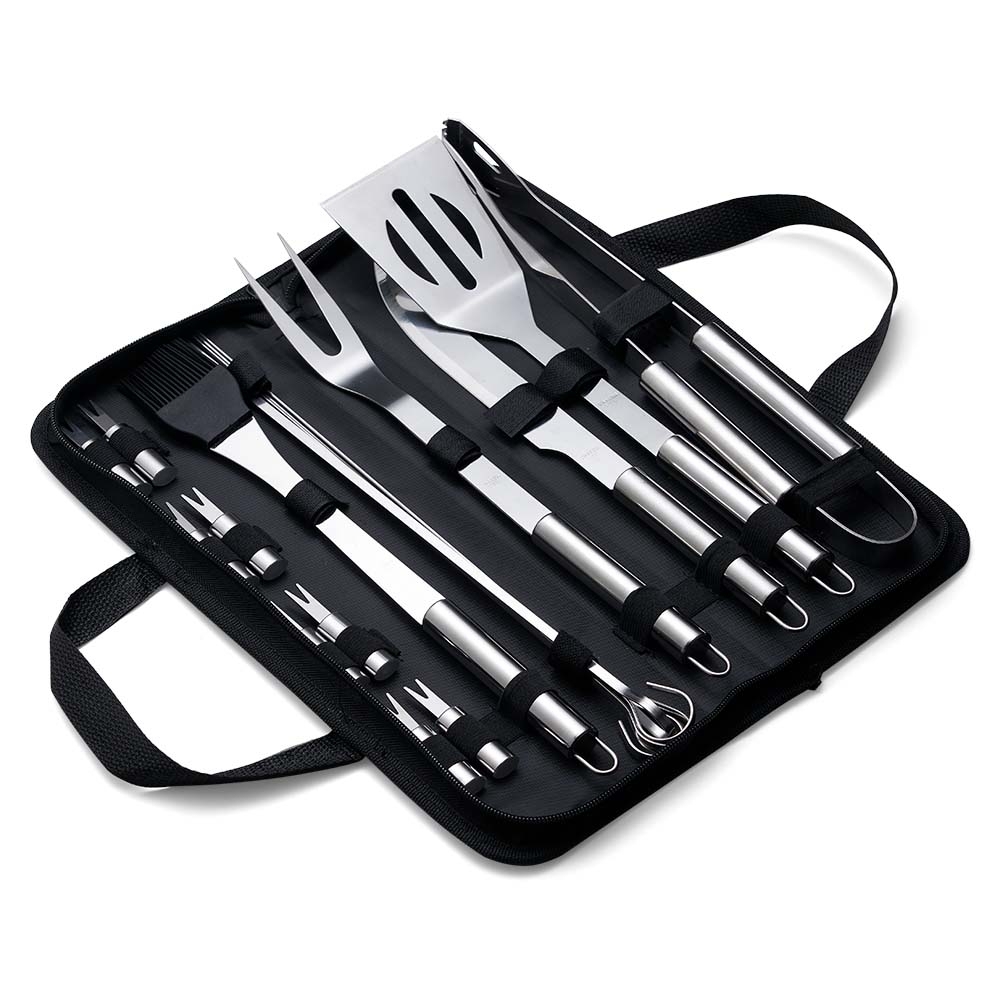 Kit Churrasco 17 Peças em Estojo de Nylon com Alça e Plaqueta Personalizada