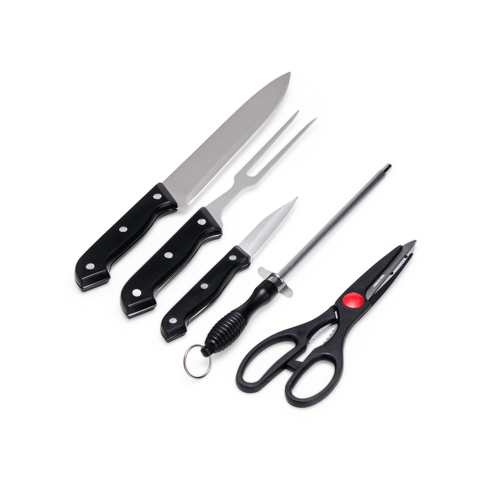 Kit Churrasco 5 Peças em Inox com Estojo de Nylon e Plaqueta Personalizada
