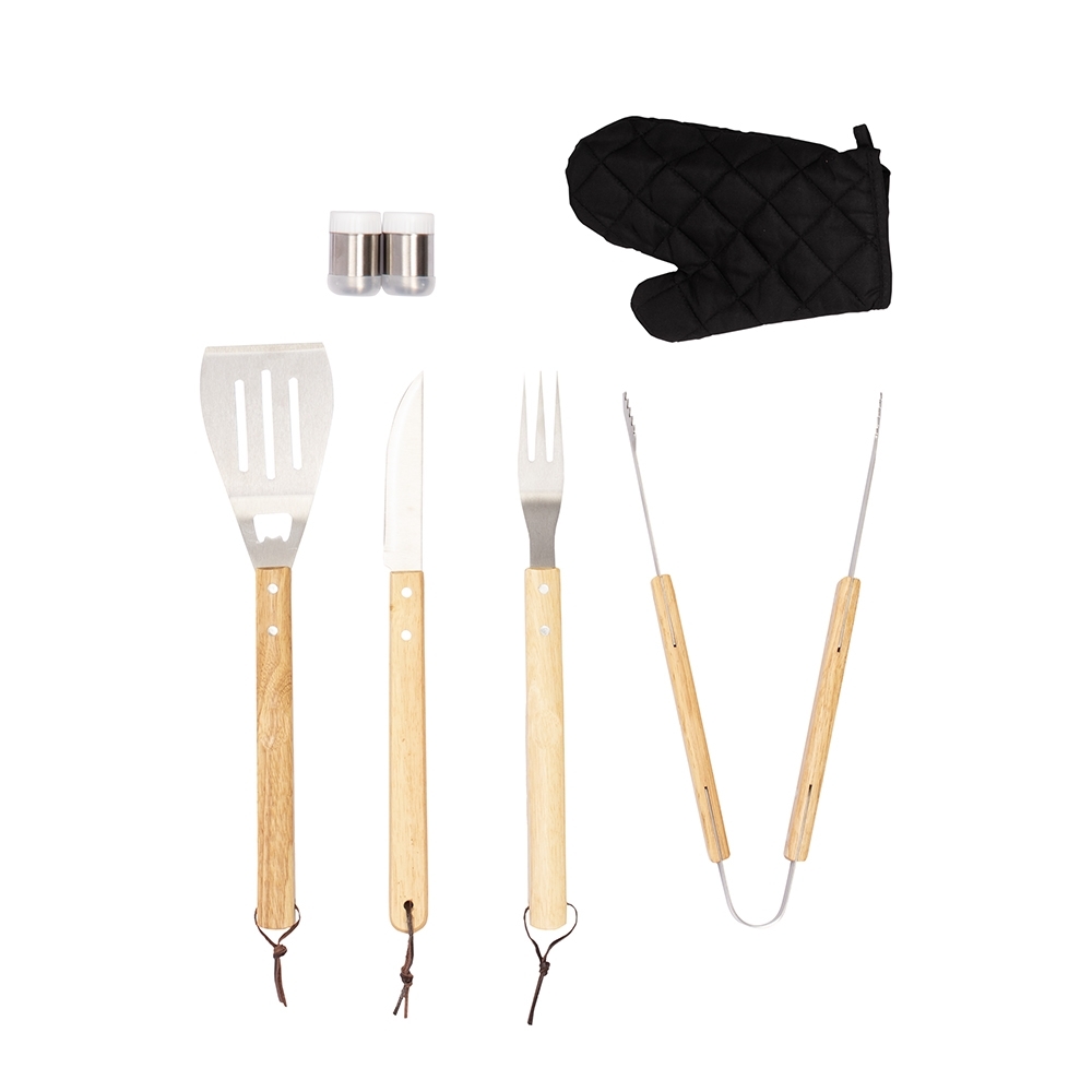 Kit Churrasco 8 Peças com Estojo de Nylon e Avental Personalizado