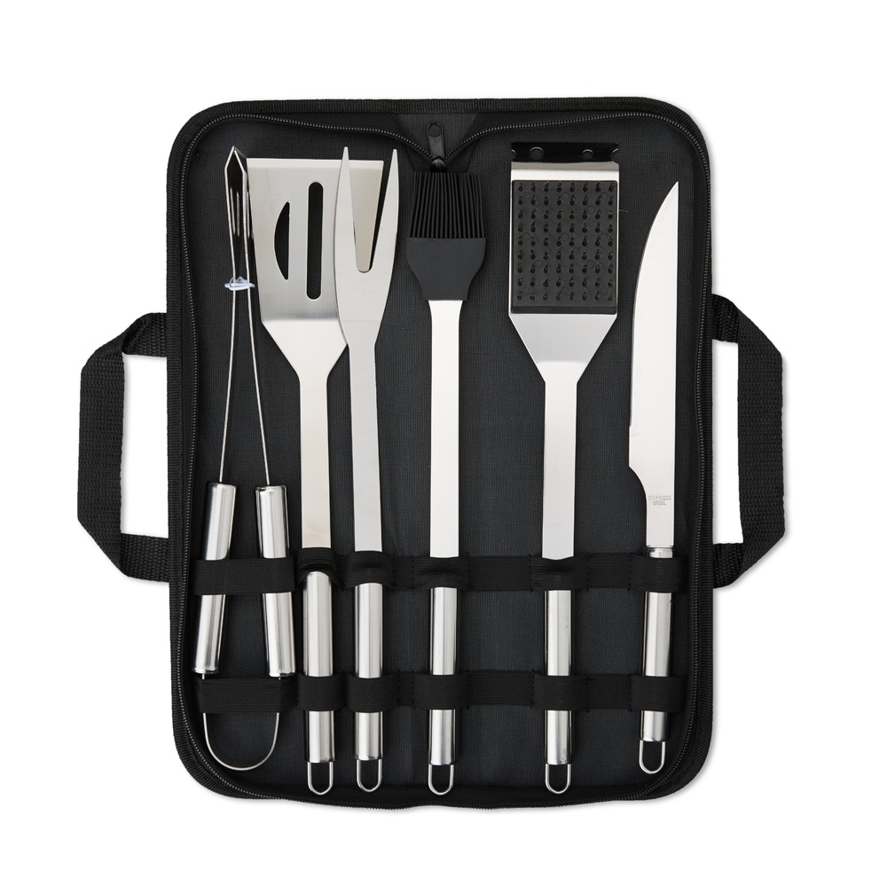 Kit Churrasco Personalizado 6 Peças em Inox com Estojo de Nylon