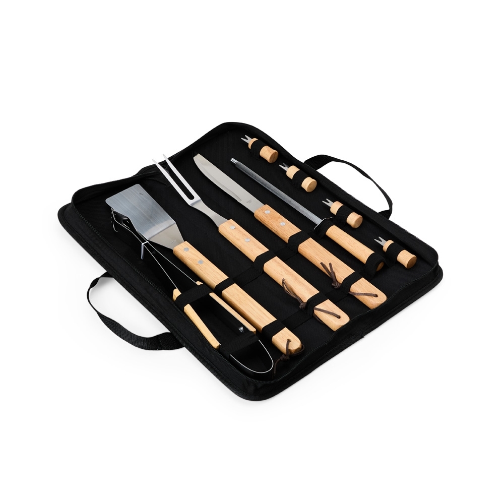 Kit Churrasco Personalizado Completo em Inox com Cabos de Madeira