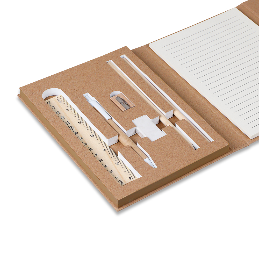 Kit Escritório com Bloco, Sticky Notes e Acessórios de Bambu Personalizado