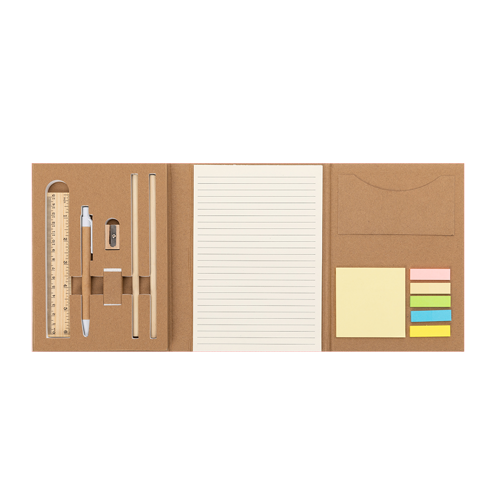 Kit Escritório com Bloco, Sticky Notes e Acessórios de Bambu Personalizado