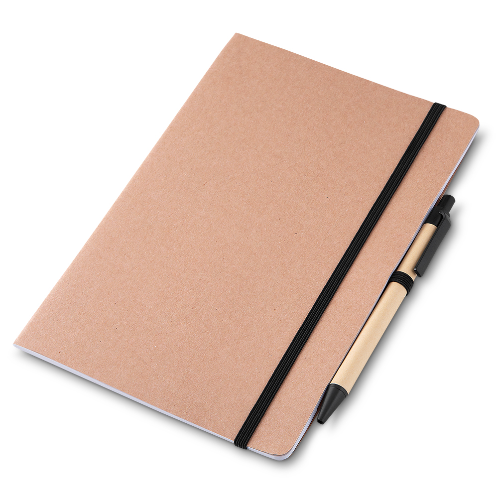 Kit Escritório Ecológico Personalizado com Caderno Kraft e Caneta