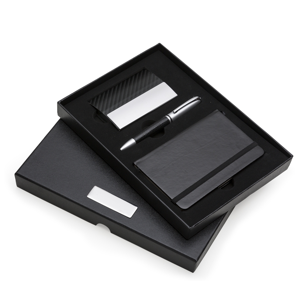 Kit Executivo 3 Peças com Caderneta, Caneta e Porta Cartão Personalizado