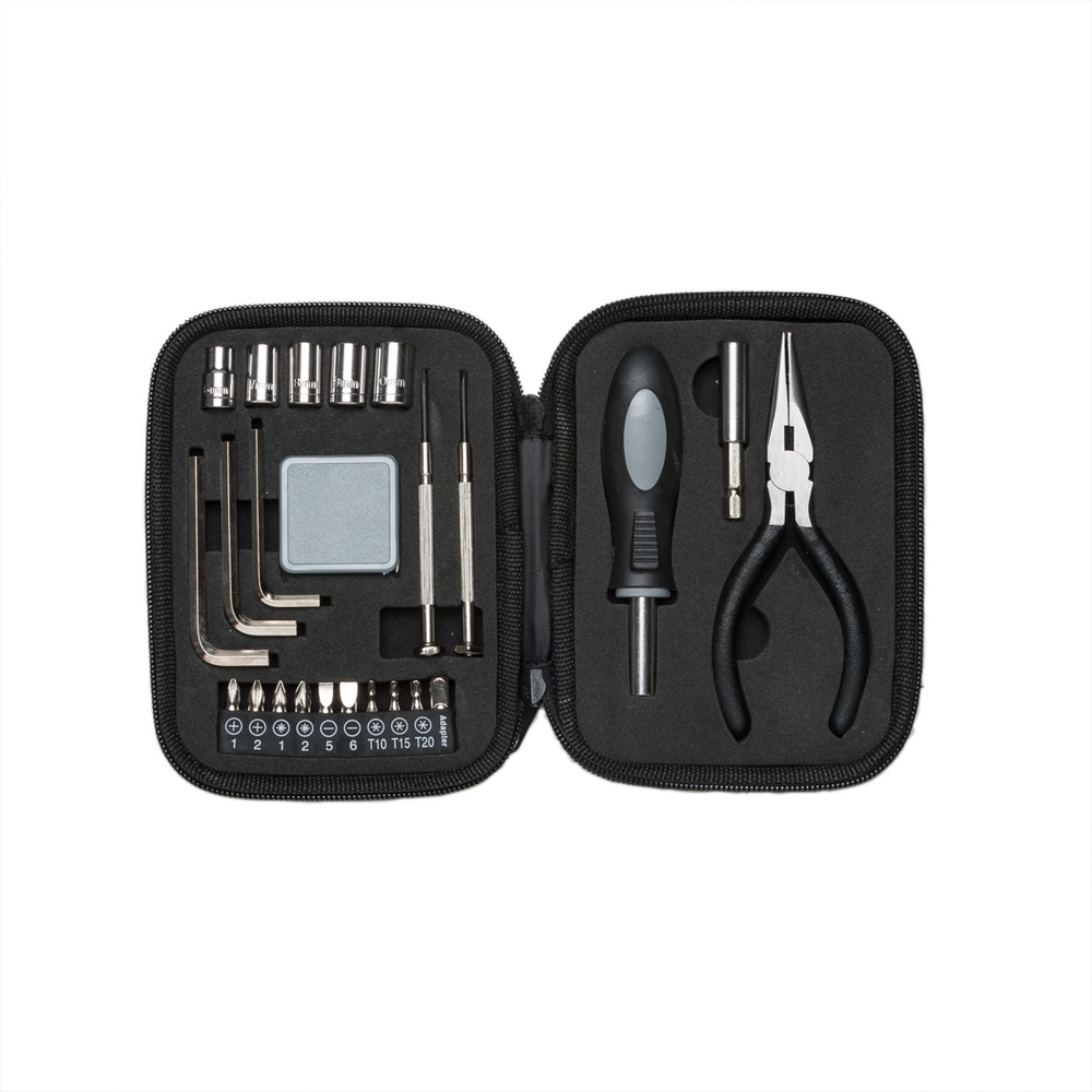 Kit Ferramentas Personalizado 24 Peças em Estojo de Couro Sintético com Zíper