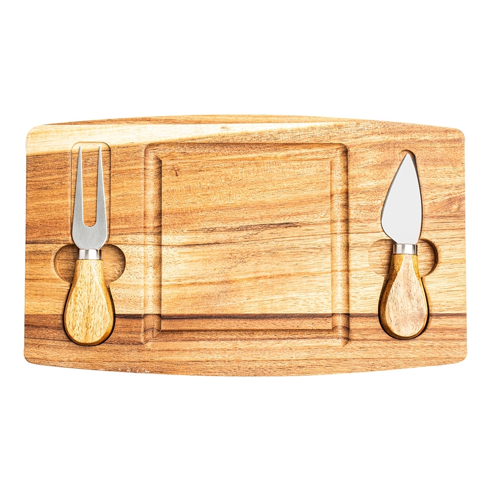 Kit Queijo 3 Peças com Tábua de Madeira Magnética Personalizado
