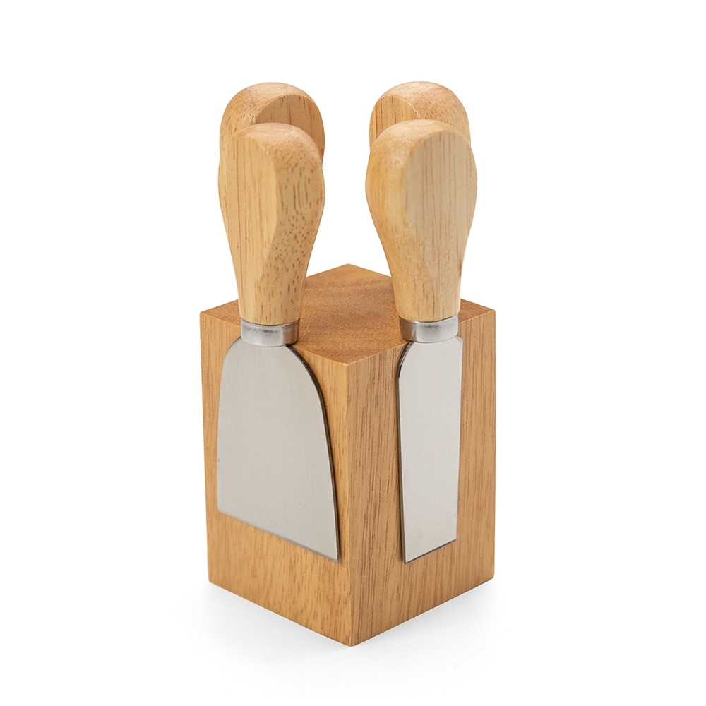Kit Queijo 4 Peças com Suporte Magnético de Bambu Personalizado