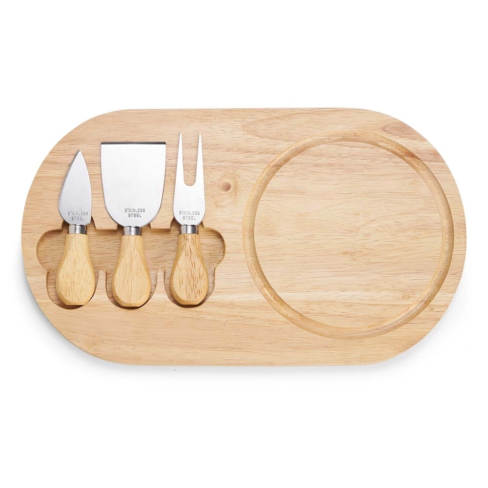 Kit Queijo 4 Peças com Tábua de Madeira e Fixação Magnética Personalizado