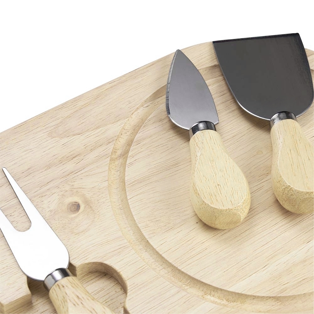 Kit Queijo 4 Peças com Tábua de Madeira Magnética Personalizado