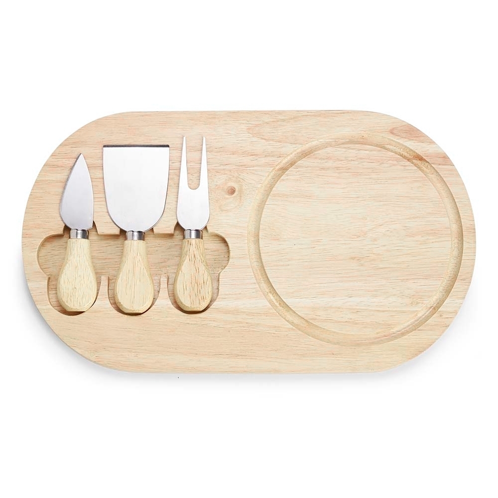 Kit Queijo 4 Peças com Tábua de Madeira Magnética Personalizado