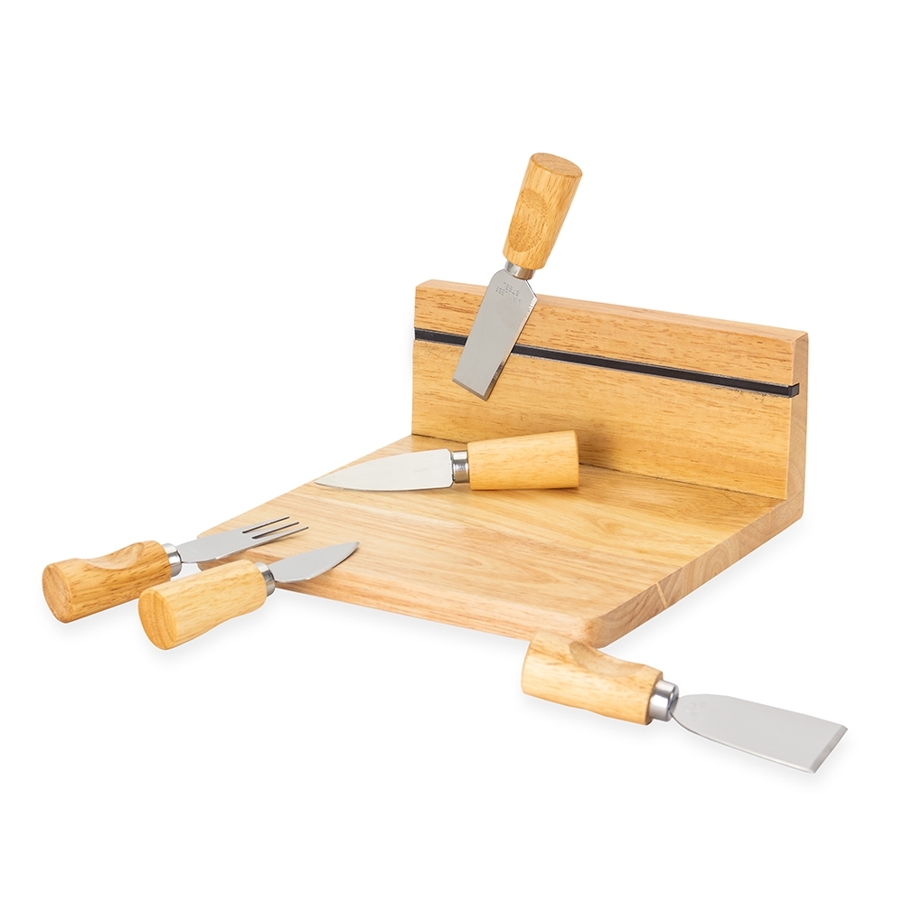 Kit Queijo em Bambu 6 Peças com Base Magnética Personalizado
