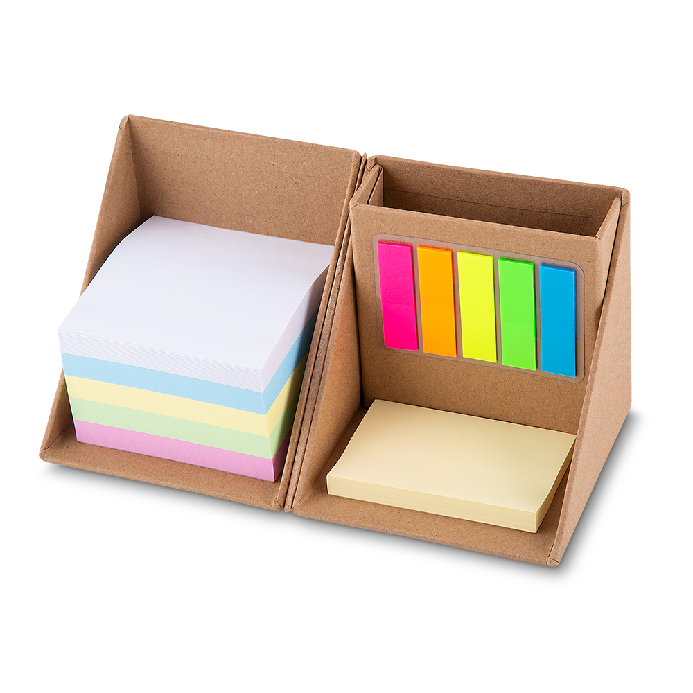 Mini Caderno Cubo com Sticky Notes e Porta Canetas Personalizado