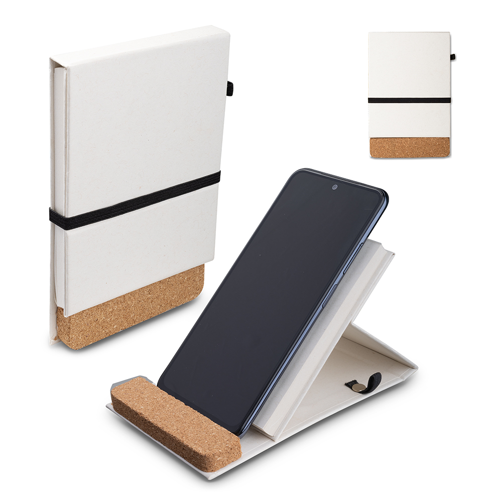 Mini Caderno Ecológico com Cortiça e Elástico 80 Folhas Personalizado