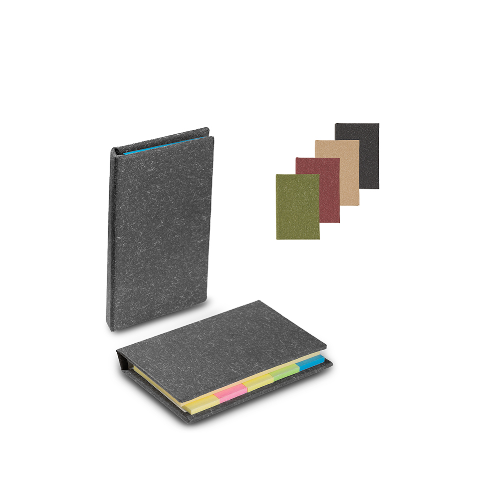 Mini Caderno em Papel Reciclado com Sticky Notes 22 Folhas Personalizado