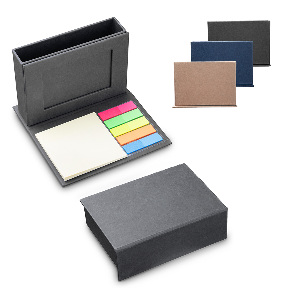 Mini Caderno em Papelão Reciclado com Sticky Notes e Porta Retrato Personalizado